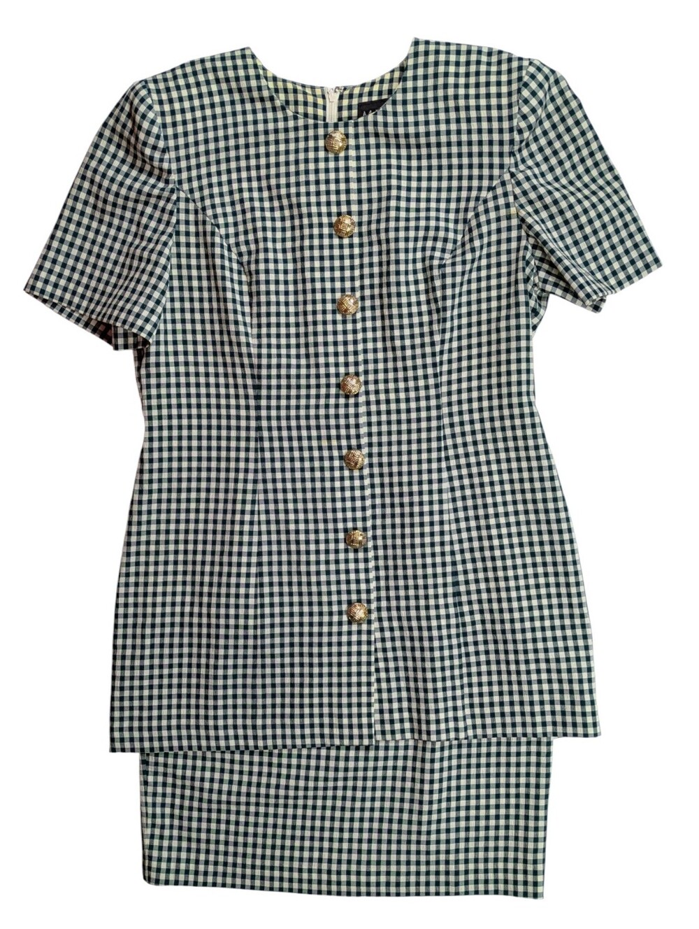Vintage Green and White Gingham Mini Dress